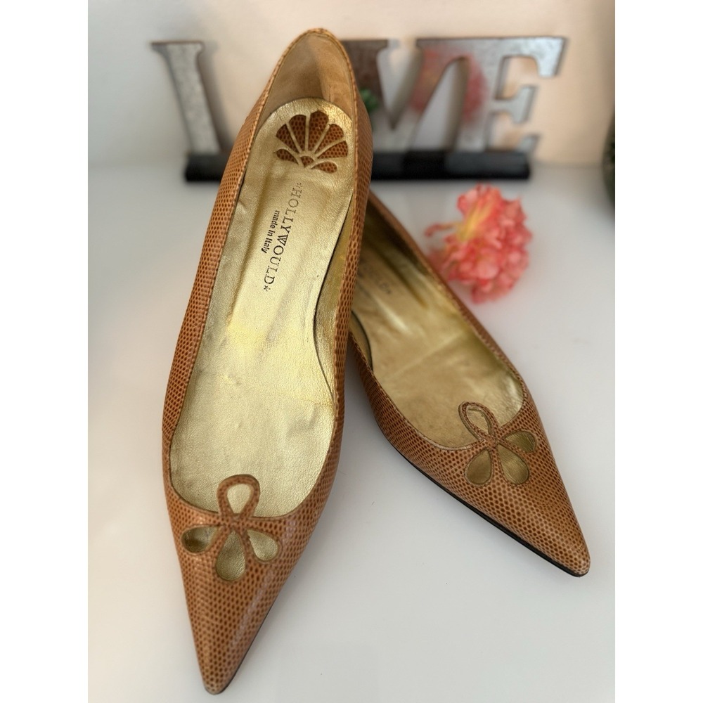 Hollywould Womens Animal Print Flat Cut Out Camel Shoe Size 7.5 $345 Comfort Pad